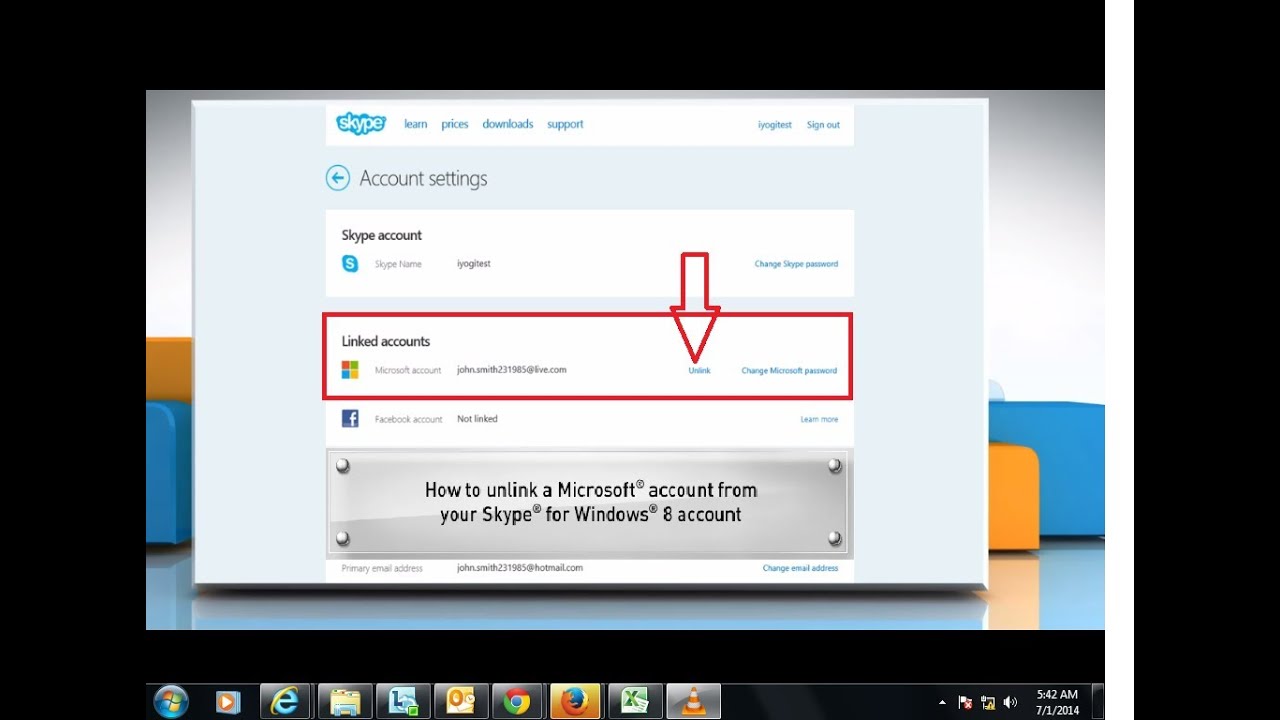 Unlinking Microsoft® Account from Skype® Account - YouTube