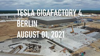 Tesla Gigafactory 4 Berlin | First cell factory column | August 01, 2021 | DJI drone 4K Video