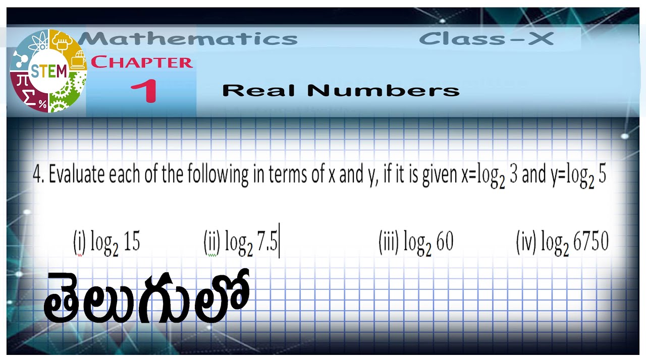 Evaluate Each Of The Following In Terms Of X And Y If It Is Given X Log Base 2 3 And Y Log Base 2 5 Youtube