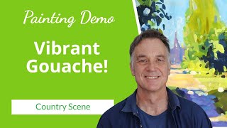 Create a Vibrant GOUACHE Landscape Painting - Alla Prima Demo