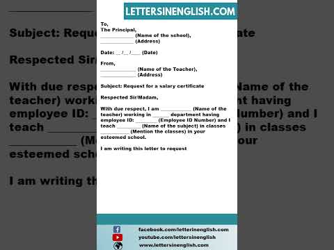 Request Letter To The Principal For Salary Certificate