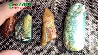 光头男人专门研究红皮“石头”，这种被称为河磨玉的籽料比肩和田玉与翡翠，但少有人能收藏到一颗