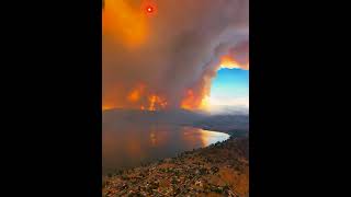 Fire Approaching Lake Elsinore Filmed from Helicopter
