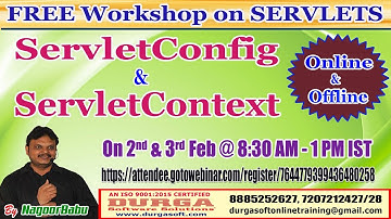 FREE Online/Offline Workshop on SERVLETS (ServletConfig & ServletContext) in DURGASOFT