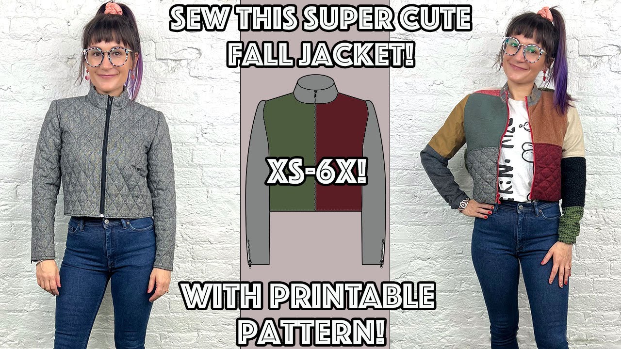 Super Cute Fall Zipper Jacket Sew Along With Printable Pattern! - YouTube