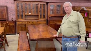 Cherry wood 42" x 84"  Solid Live Edge Slab Dining Table & Bench Made in USA Summer 2022 IN STOCK