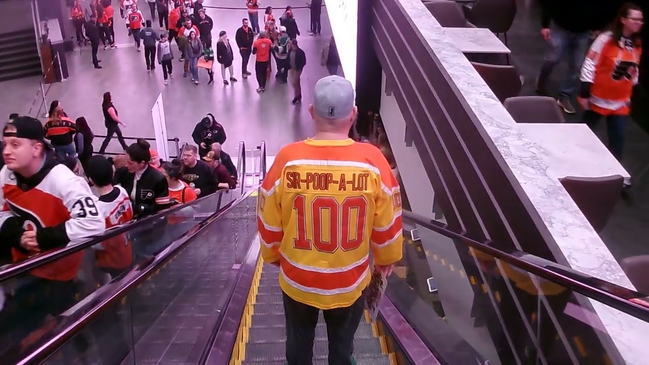 THE ESCALATOR SHOW EPISODE 145: SIR POOP A LOT RIDES THE ESCALATORR AT A FLYERS GAME