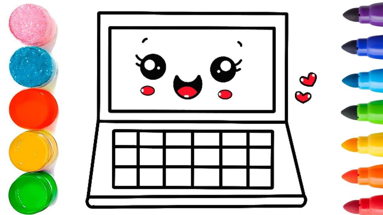 How to Draw A Cute Computer For Kids & Toddlers @RomaCuteDrawings - YouTube