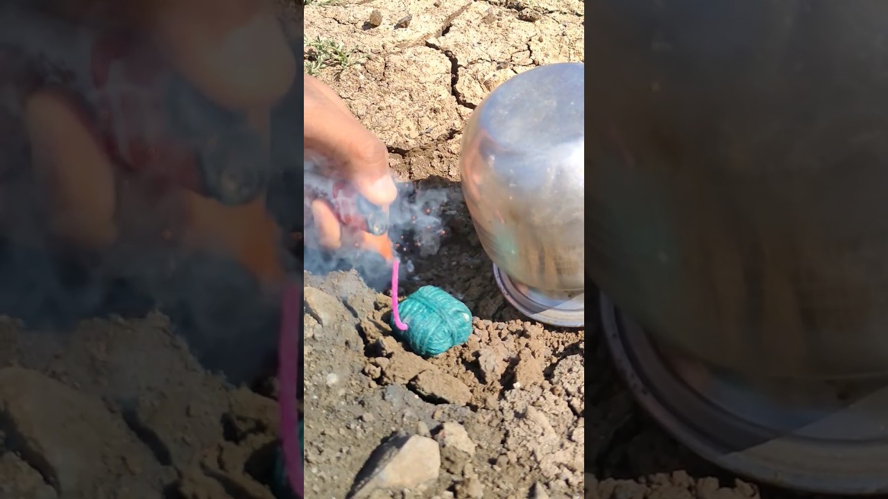 Diwali Sutli Bomb blasting inside steel Lota 