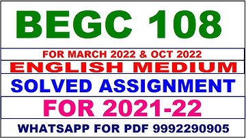 BEGC 108 Solved Assignment 2021-22 in ENGLISH Pdf  9992290905.