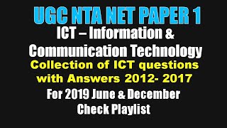 UGC NET 2012-2017 ICT Information and Comm Tech Questions with Official Answers