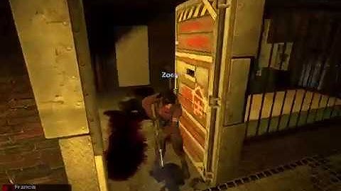 BOT Zoey survives the horde and makes it to the saferoom.