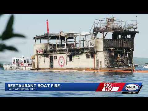 Crews battle fire on floating restaurant on Lake Winnipesaukee