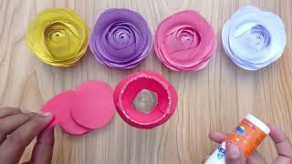 How to make a paper rose flower | make a using glass paper rose |গ্লাস দিয়ে কাগজের গোলাপ ফুুল তৈরী ।