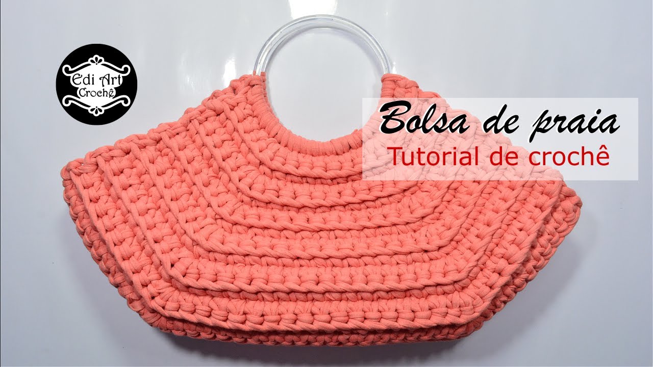Como fazer bolsa com fio de malha - Tutorial de Crochê - Alça de acrílico | Edi Art Crochê