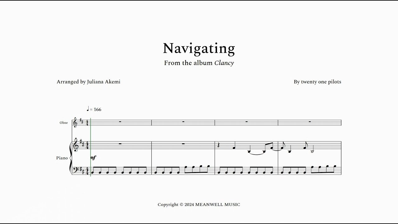 Navigating - twenty one pilots | OBOE AND PIANO SHEET MUSIC PDF | Arrangify