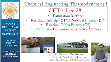 CET 1 Lec 28: Residual Property Estimation using PVT data/Compressibility factor (Z) Data, Example