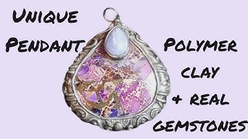 Create a Unique pendant using polymer clay & real gemstone, Boho style, faux metal, sculpting clay