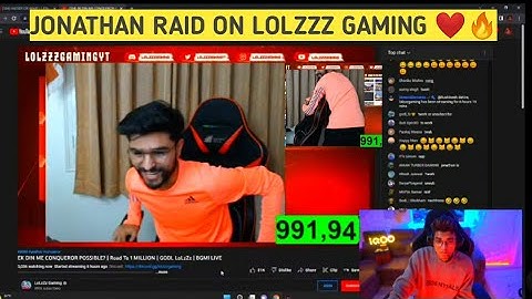 JONATHAN RAID ON LOLZZZ GAMING 😳😱| ENJOYING HIS DANCE STEPS 🔥❤️ | 1M SOON FOR LOLZZZ GAMING | BGMI💛