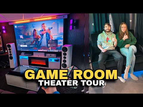 Ultimate 100" Game Room Theater & Sports Bar Tour - 4k Projector, Collectibles & Prestige Recliners!