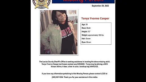 53 YEAR OLD TONYA COOPER IS MISSING OUT OF LOUSIA ...