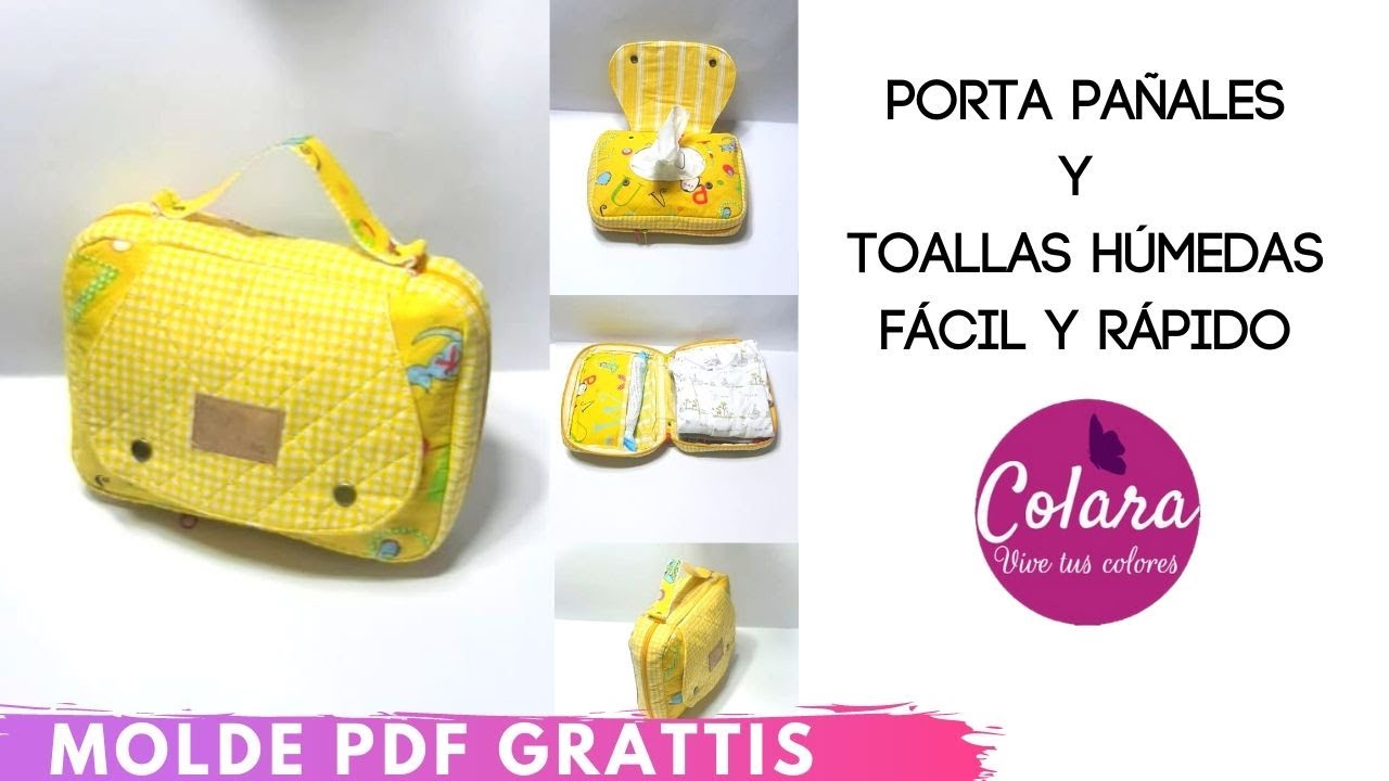 Porta pañales y toallas húmedas / Diaper holder easy and fast + Molde PDF  FREE / Gratis ! 