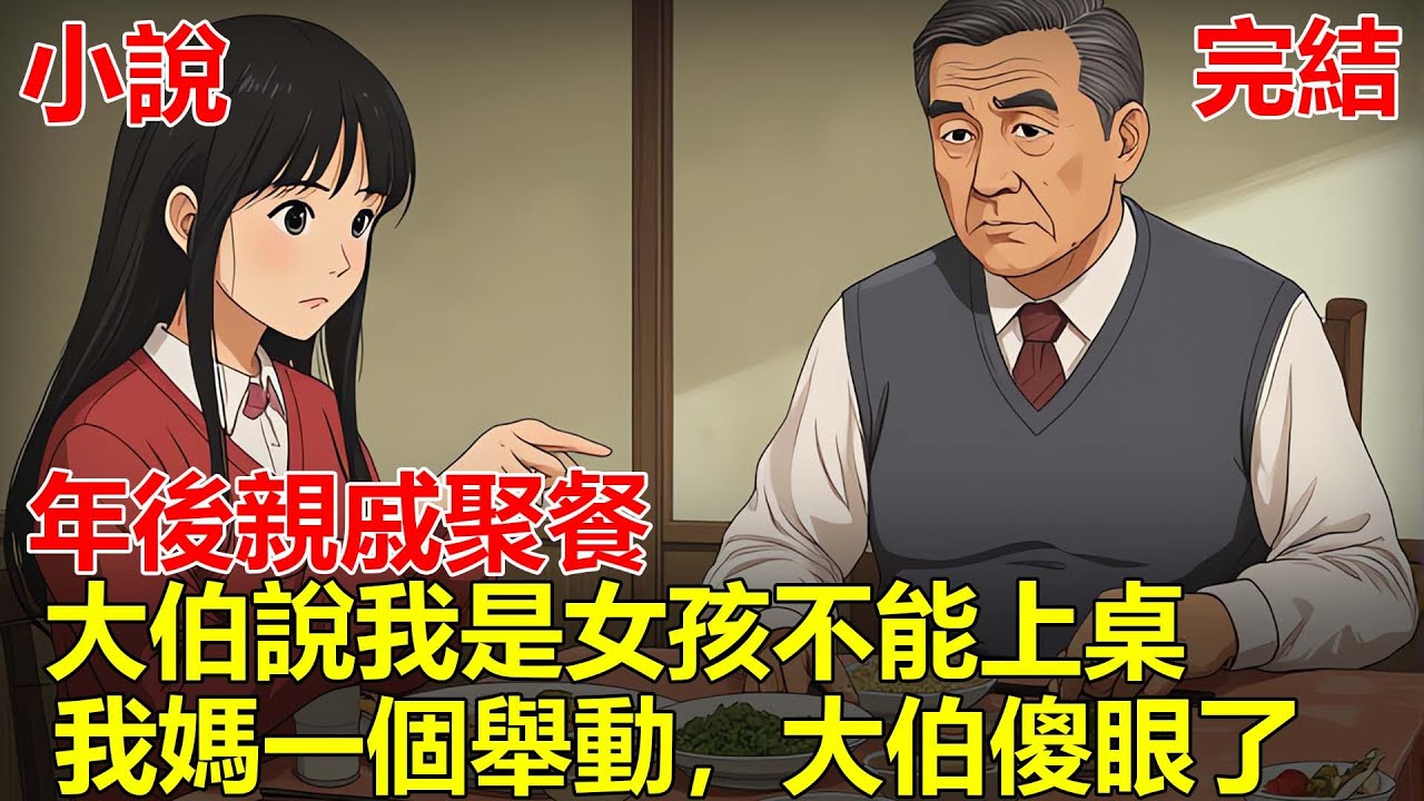 我家沒有男孩，年後親戚聚餐，大伯當眾說我跟妹妹是女孩，不要上桌吃飯，我媽聽到後，故不做聲，一個舉動，大伯傻眼了！#一口气看完 #小说 #推文