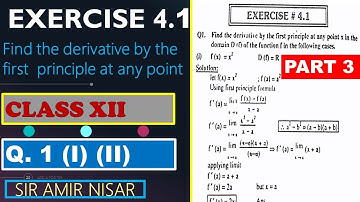 Find the Derivative by the First  Principle at Any Point | Exercise 4.1 | class xii | part 3