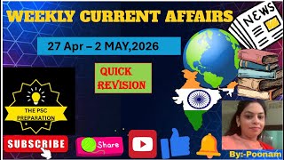 Weekly current affairs(27 APRIL - 2 MAY 2026)|#trending #currentevents@Poonam.currentaffairs 