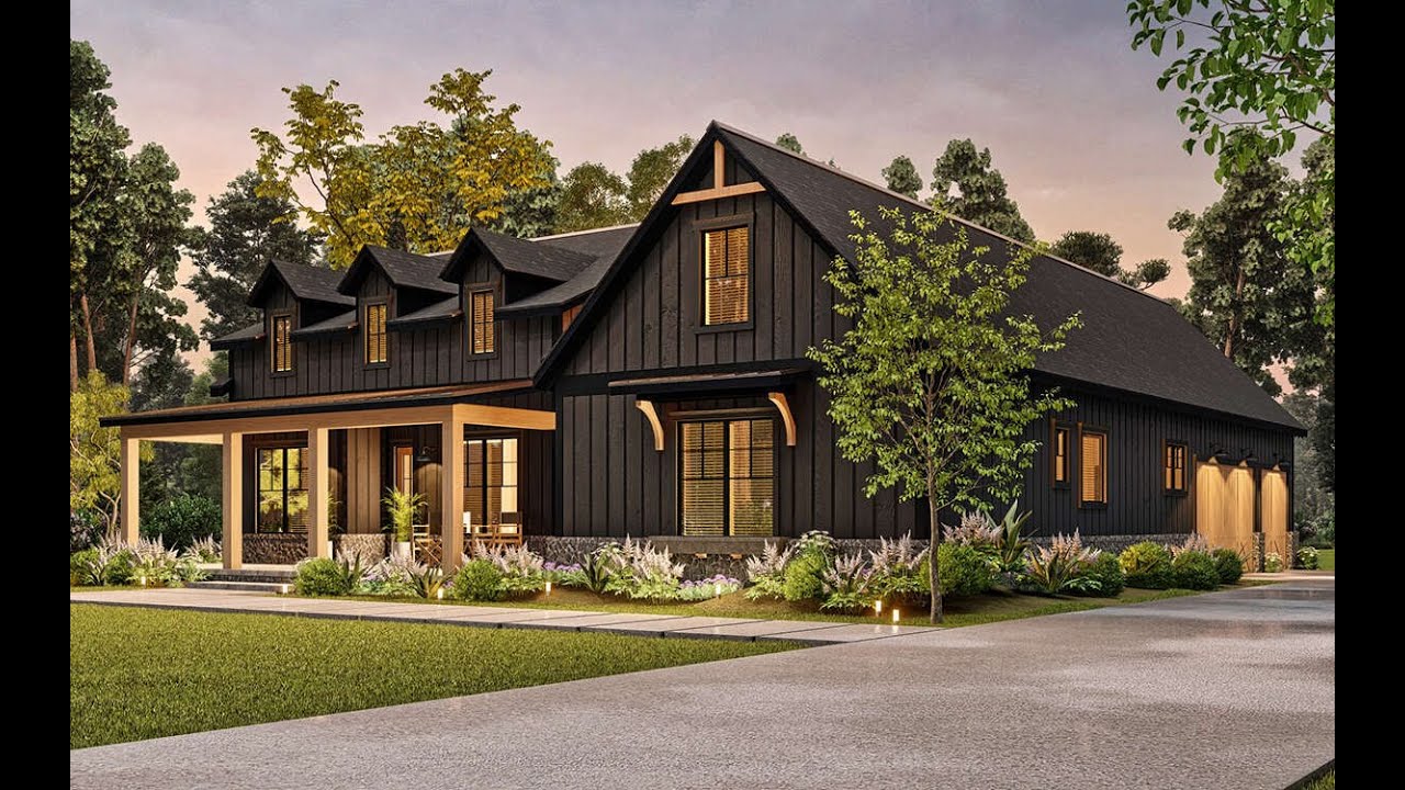Modern Farmhouse Plan: 2000+ Sq Ft | 3 Car Garage | 3-5 Bedrooms [Plan 4195-00064]