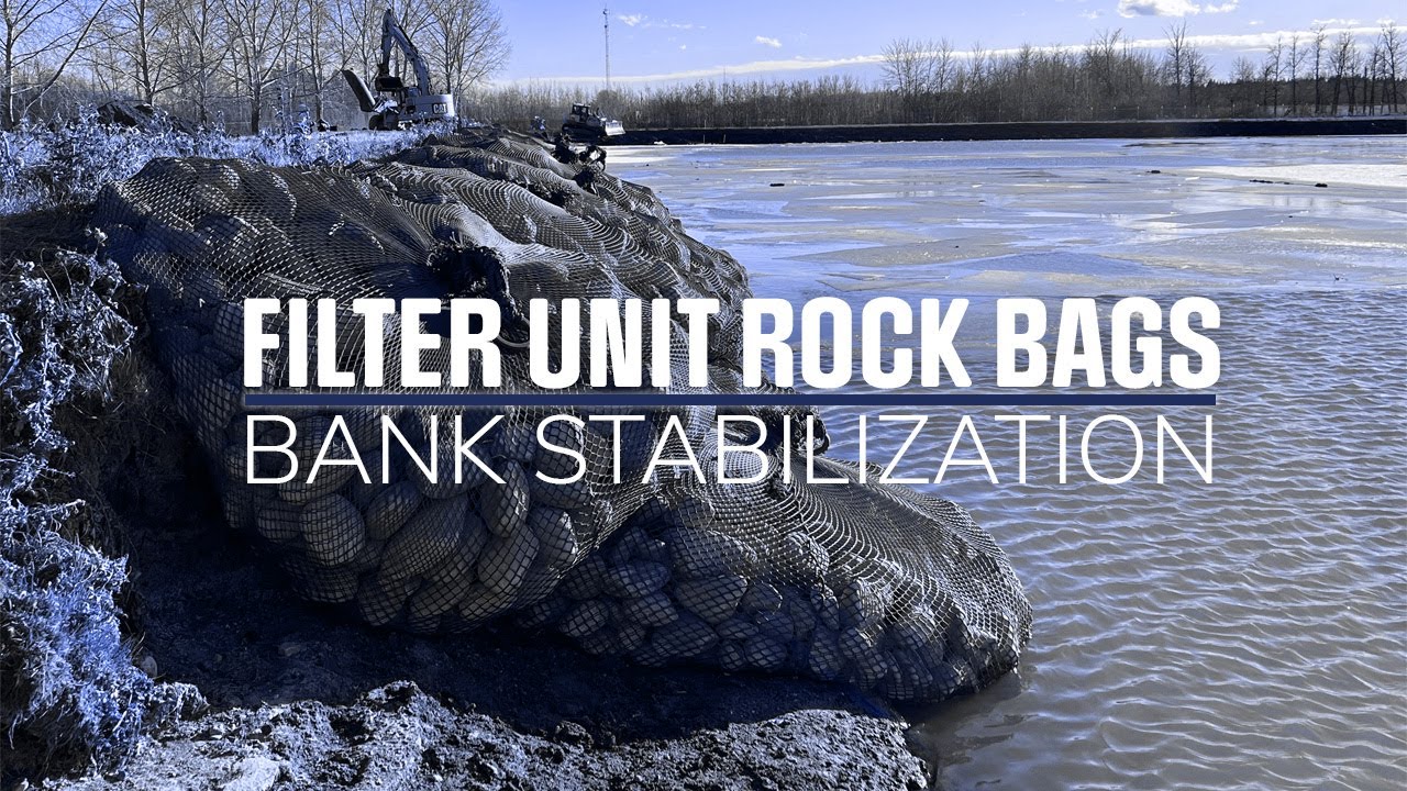 Bank Stabilization Utilizing Filter Unit Rock Bags - YouTube