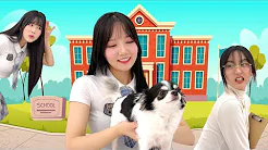 학교에 몰래 강아지를 데리고 왔어요??