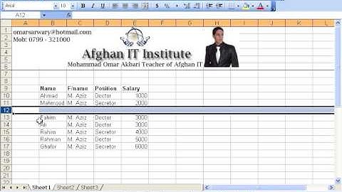 MS Excel 2003 Part 9) Insert Menu in Dari / Farsi Omar Akbari