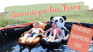 HOW TO BUILD A POOL FROM A TRAMPOLINE // Part 2 | Swimming in our Pool