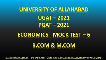 ECONOMICS MCQ PART 6 | UGAT PGAT 2021 |  B.COM - M.COM UNIVERSITY OF ALLAHABAD