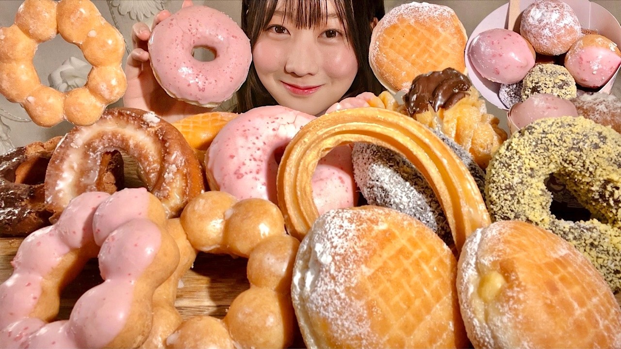 ASMR Mister Donut【русские субтитры】【Mukbang/ Eating Sounds】