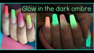 glow in the dark nails ombre