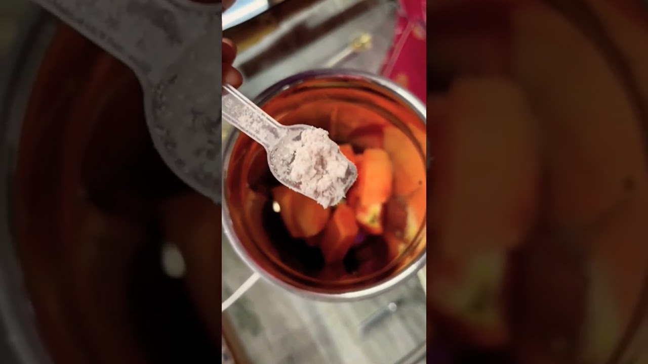 Healthy Smoothie   =   ingredients - Tomato, papaya, pinch of chat masala and pink salt, water