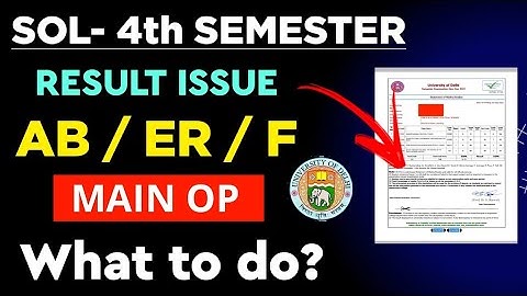 Sol 4th Semester Result issues - Er / AB / Problem Main Op / No Record found issue - what to do?