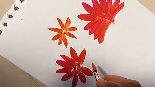 Easy flower painting 🍊#paintingtechniques #flowers #paintingtutorial #viral #trendingreels #videos 