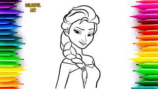 Disney Princess Elsa Coloring Art | Simple & Aesthetic Line Drawing screenshot 4