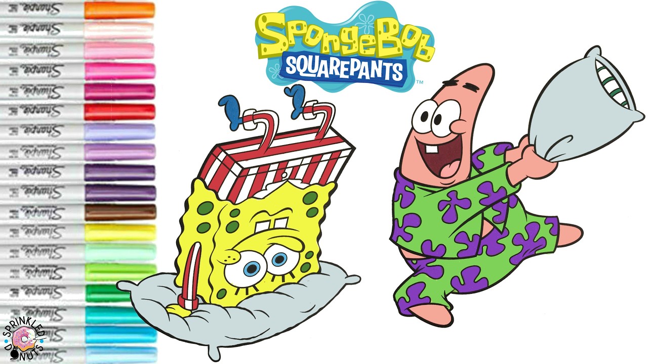 SpongeBob SquarePants Coloring Book Pages with Patrick Star Pajama Fun