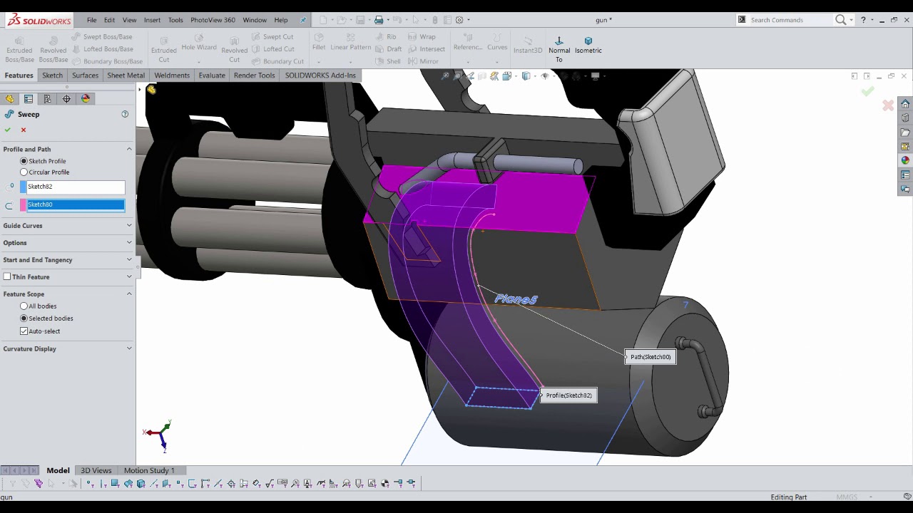 Solidworks Tutorial! Game Gun Modal -3 - YouTube