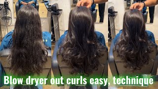 Blow Dryer Out Curls Easy Technique || Blowdry Soft Curls in hindi || Long Hair Blowdry || Out Curls screenshot 2