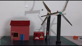 How to make working model of a wind turbine from tin andd cardboard | school project