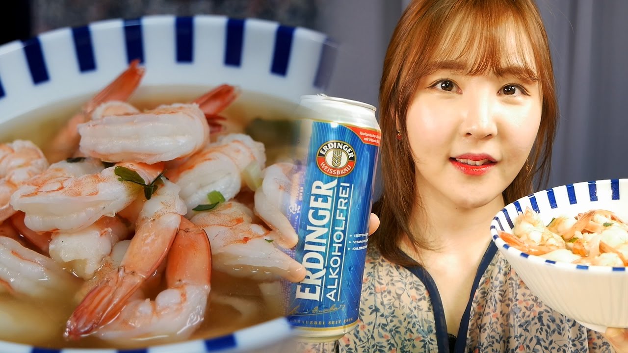 후루룩오도독짭짭 새우 우동탕 ASMR｜시원한 무알콜 맥주와 함께｜Shrimp + Noodle Soup + Beer｜Eating sounds