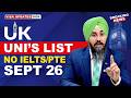 UK 🇬🇧 UNI’s LIST NO IELTS/PTE SEPT 26 | STUDY VISA UPDATES 2026 | USA CANADA UK
