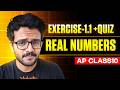 REAL NUMBERS Exercise 1.1 + QUIZ 🚀 | 📘 AP Class 10 Maths 🔥 |  By Santhosh Sir