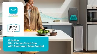 13 Gallon Slim Kitchen Trash Can with CLEANAURA, 50 Liters