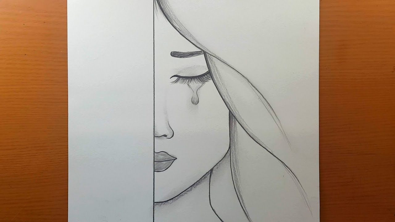 Desenhando rosto triste e feliz 